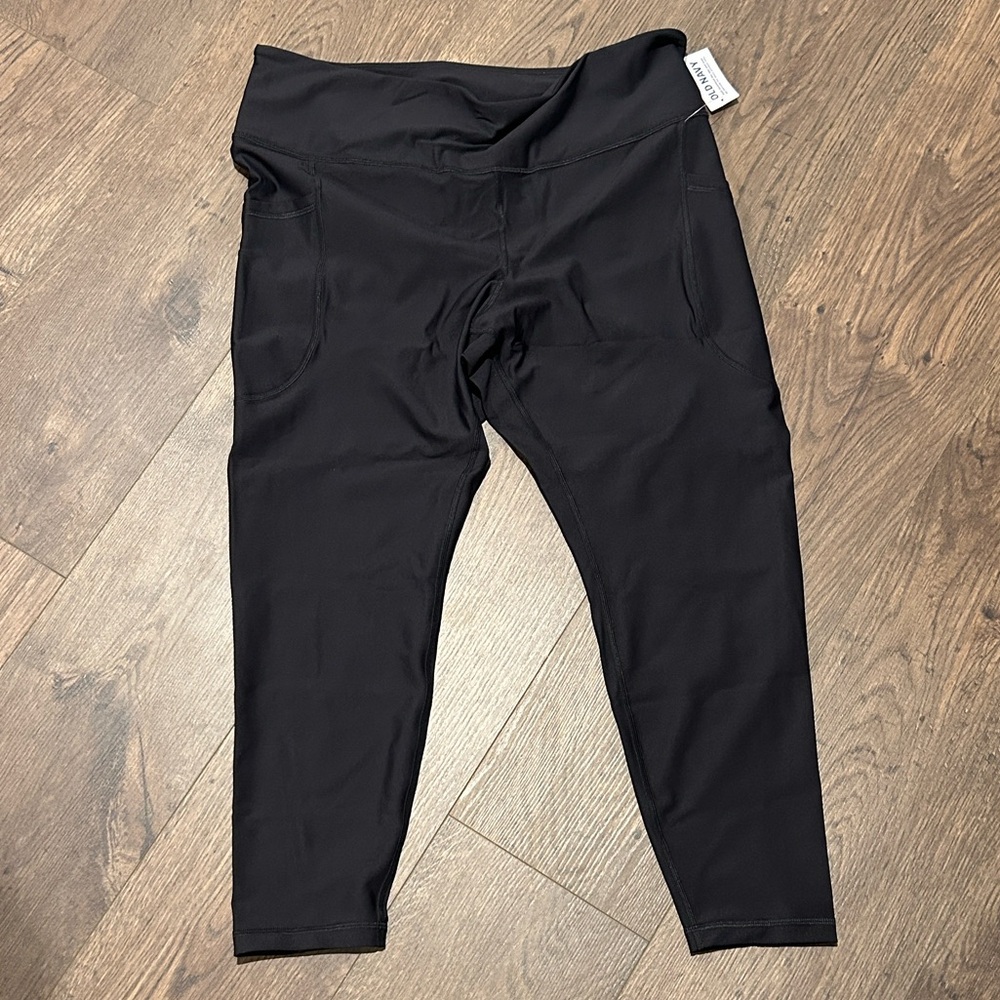 Old Navy Black High-Rise Leggings XL Petite 7/8 with Pockets